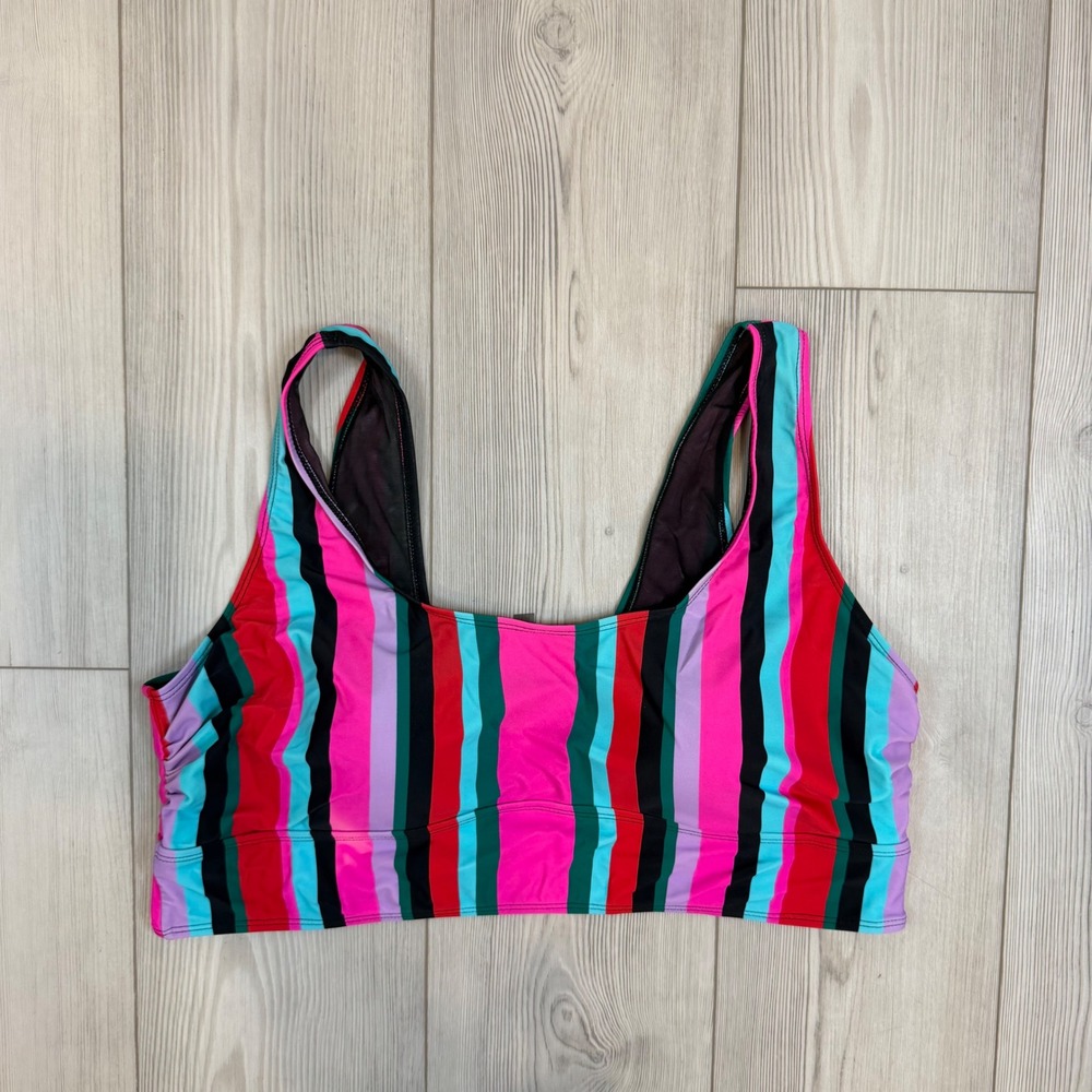 Torrid Multi Color Vertical Stripe Scoop Neck Bikini Swim Top Plus Size 3 3X
